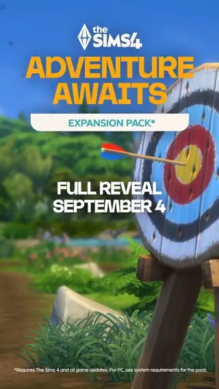 Tune in 🎯 Thursday Sept 4 for The Sims 4 #AdventureAwaits Reveal Trailer