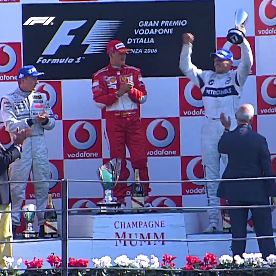 It took Robert Kubica just THREE Grands Prix to score his first podium in F1 🤩 And he got to share it with Michael Schumacher and Kimi Raikkonen! #F1 #ItalianGP