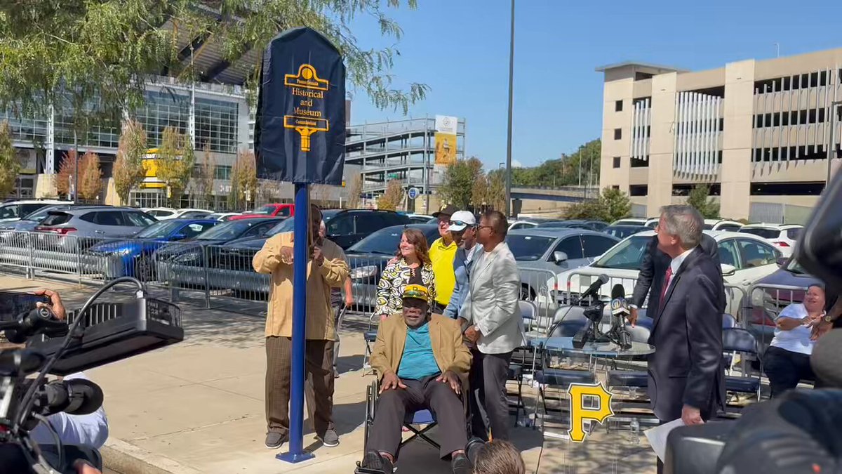 The unveiling of the marker commemorating the Pirates fielding the first all-minority in MLB history at the site of Three Rivers Stadium on the North Shore.