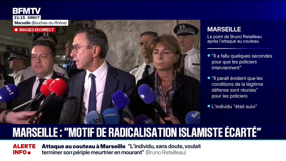 Attaque au couteau à Marseille: "On doit faire très attention à ceux et à celles qu'on accueille sur le territoire", affirme Bruno Retailleau