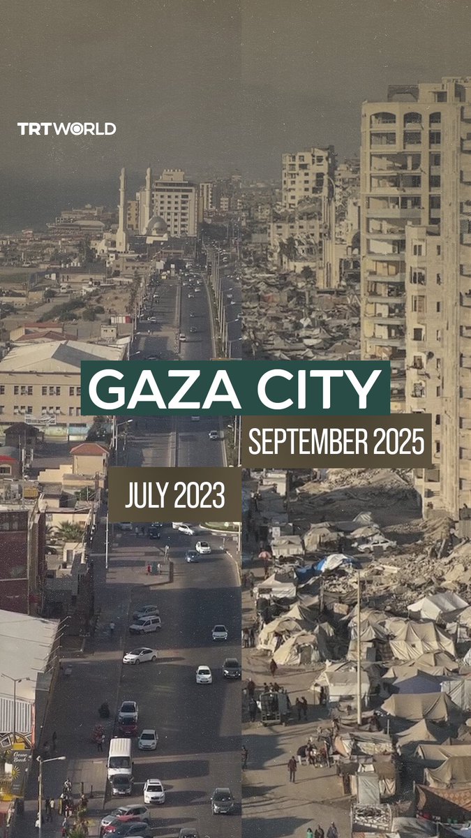 As Israeli bombardment intensified and expanded in scope, journalist Motaz Azaiza shared a video of a main road in Gaza City, showing a stark contrast between the bustling, lively scene of July 2023 and the massive destruction of September 1, 2025