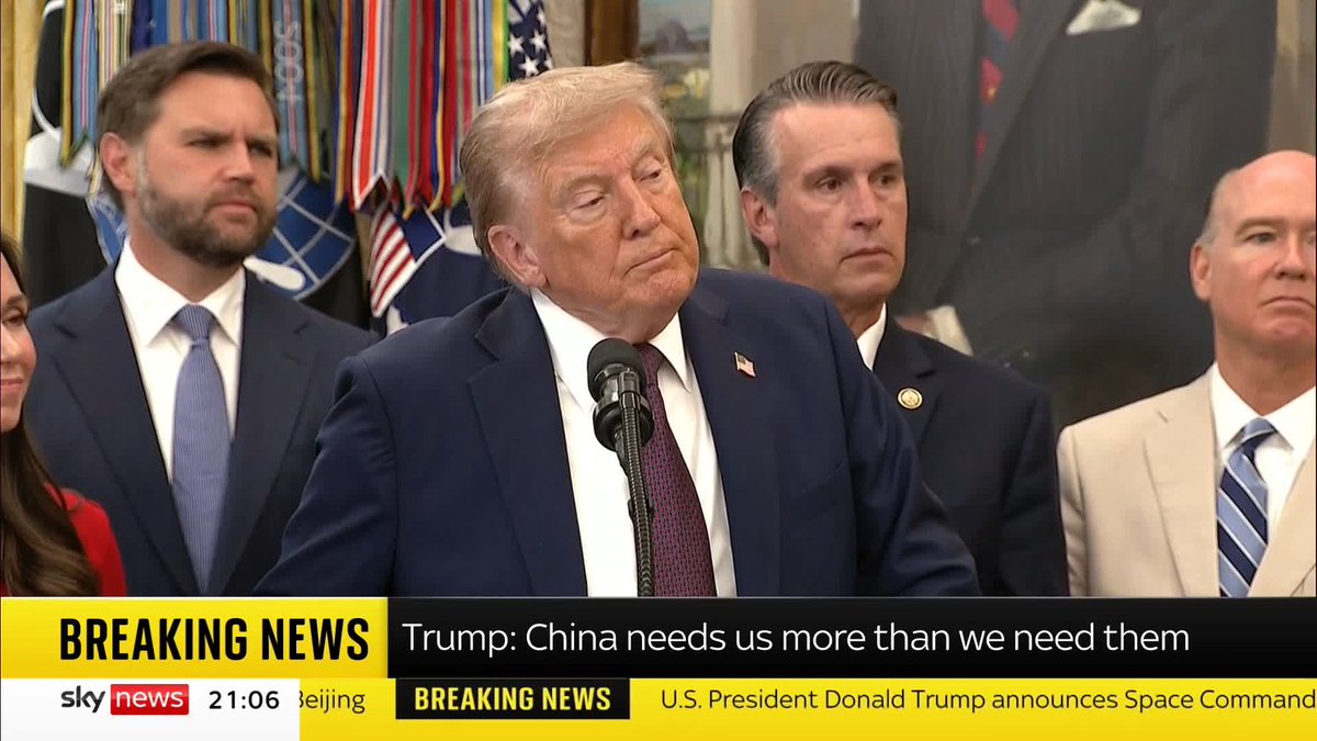 'China needs us more than we need them,' US President Donald Trump tells reporters in the White House. Putin is in China, along with North Korea's Kim Jong Un, being hosted by Xi Jinping - ahead of a military parade in Beijing. 📺 Sky 501