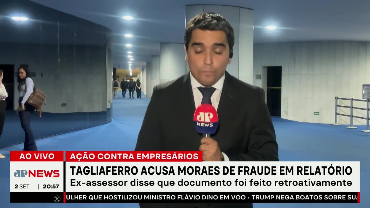 Tagliaferro acusa Moraes de fraude e fala em documento retroativo 📺 Confira na JP News e Panflix 👉 #JornalJP