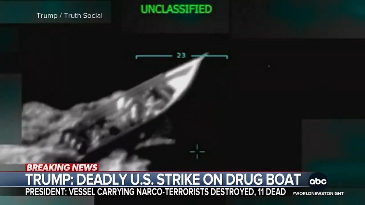 Pres. Trump announced that the U.S. launched a military strike in the Caribbean targeting a Venezuelan boat. Trump said the vessel was carrying illegal drugs bound for the U.S. and that 11 gang members were killed in the strike. Pierre Thomas reports.