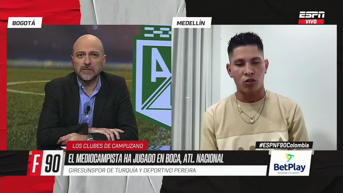 #ESPNF90Colombia | El clásico nocturno del fútbol Nos acompaña Jorman Campuzano, jugador de Atlético Nacional "Me pude ir pero yo en estos momentos no cambio la felicidad y mi felicidad está en Atlético Nacional" ▶️ No te pierdas F90 en el Plan Premium de #DisneyPlus