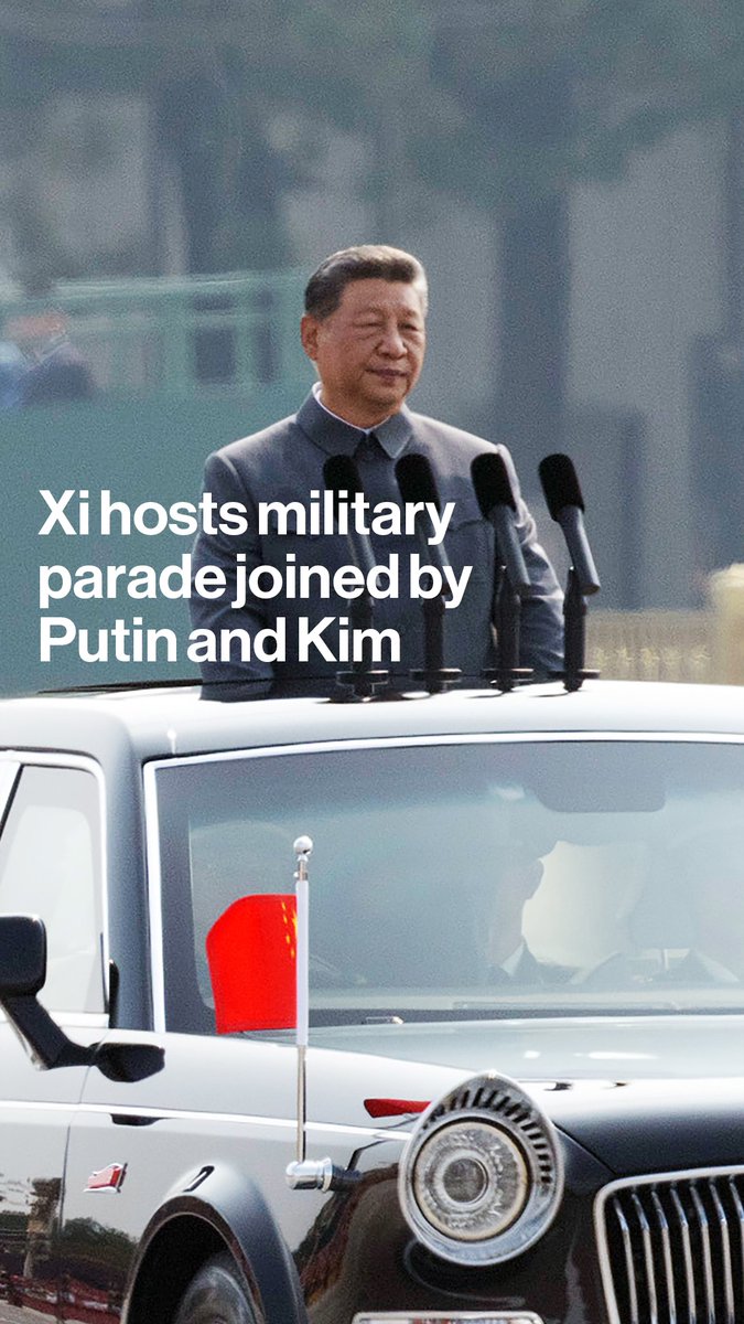 China's Victory Day parade kicks off with a massive display of weaponry and Xi, Putin, and Kim standing shoulder to shoulder. Read more: