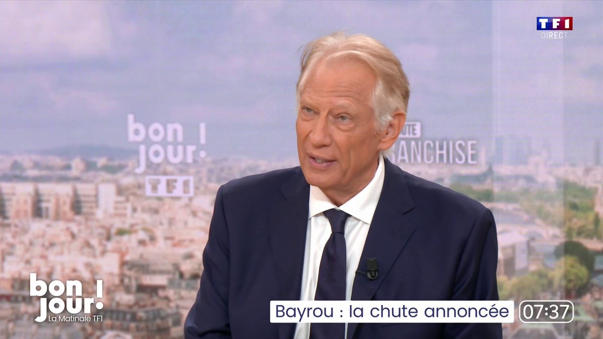 Le budget de François Bayrou "est à la fois injuste, inefficace et pas tenable. Il est très peu réaliste", Dominique de Villepin qui explique dans #BonjourLaMatinaleTF1 que "le Premier ministre veut cranter le courage budgétaire" et ajoute qu'il "ne voi[t] pas" le courage