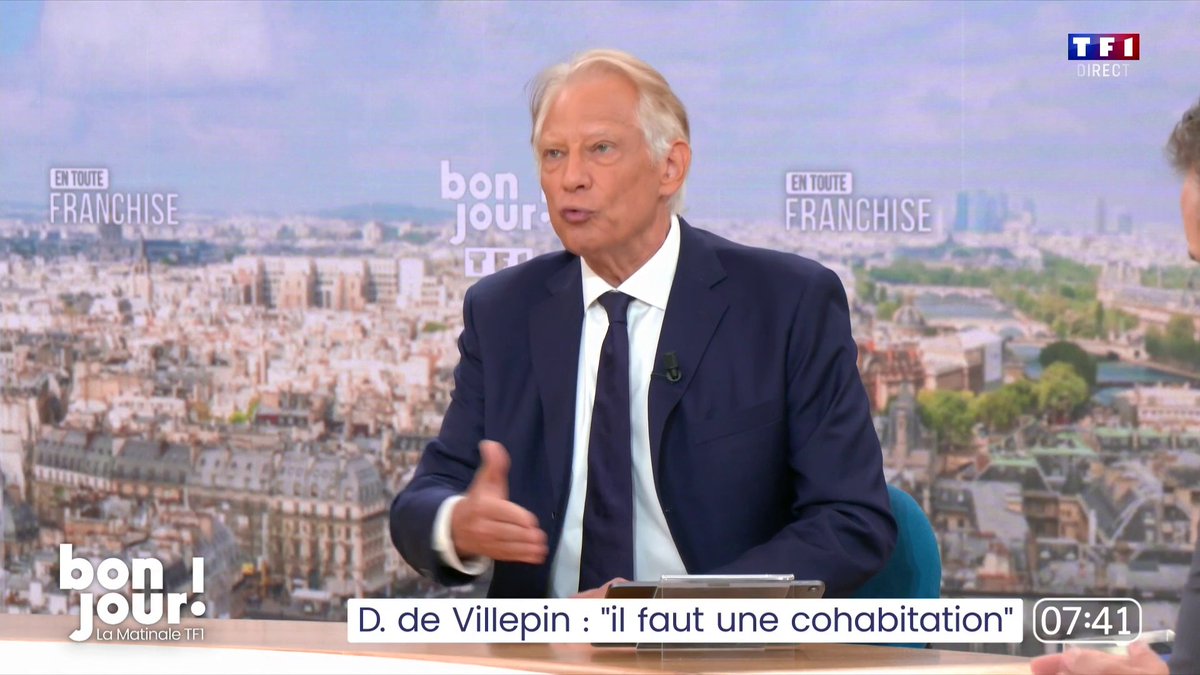 Sur l'hypothèse d'une cohabitation : "Il faut commencer par le bloc qui est arrivé en tête aux élections, c'est un bloc de gauche", Dominique de Villepin dans #BonjourLaMatinaleTF1