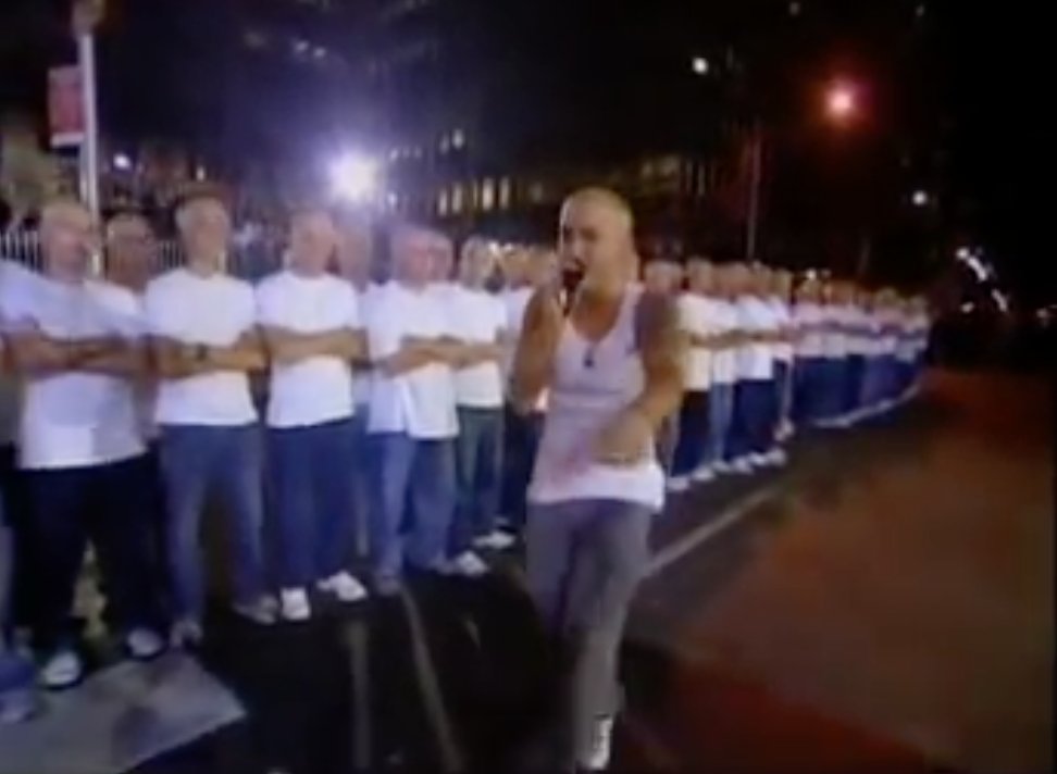 Eminem performs 'The Real Slim Shady' with a bunch of clones of himself