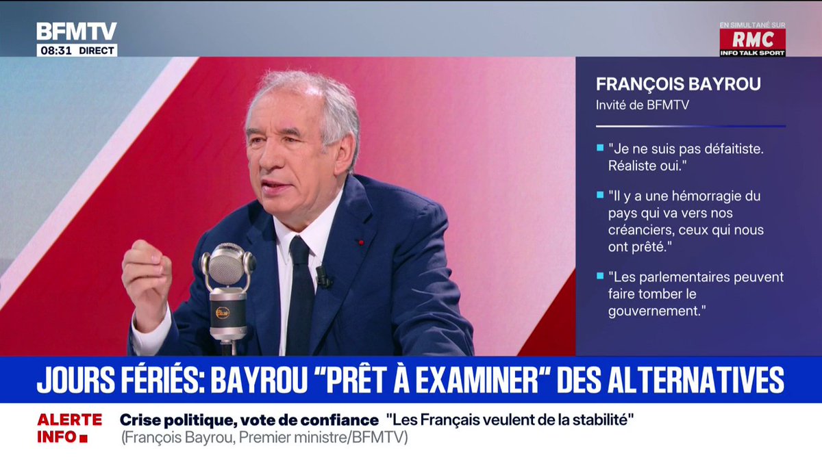 Dette: "Toutes les forces politiques du pays, qui ont figuré au gouvernement depuis 50 ans, ont participé au creusement du déficit", estime François Bayrou