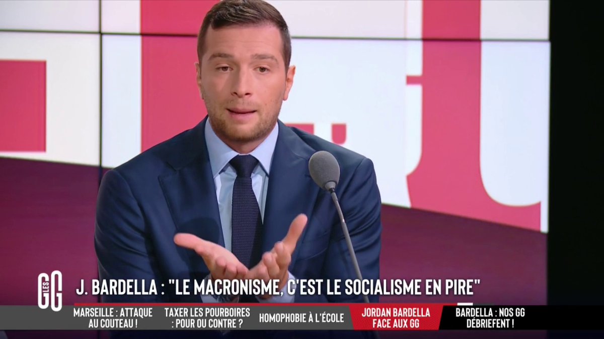 🚨 Semaine spéciale "La France en crise" 🎙️ Jordan Bardella, président du Rassemblement national : "Le macronisme, c'est le socialisme en pire." #GGRMC