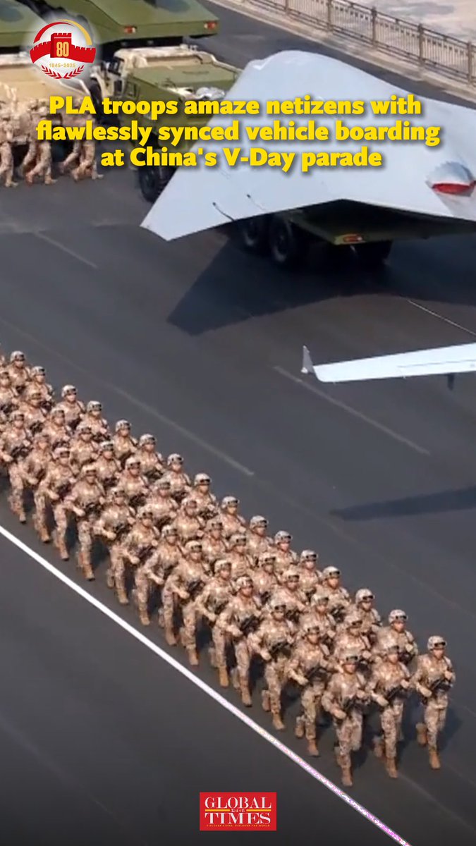 Viral footage from China’s V-Day military parade on Wednesday showcases PLA troops jogging in flawless synchronization to board vehicles, captivating Chinese social media. Netizens are amazed: "It’s like a video game, but it’s real!" #VDay