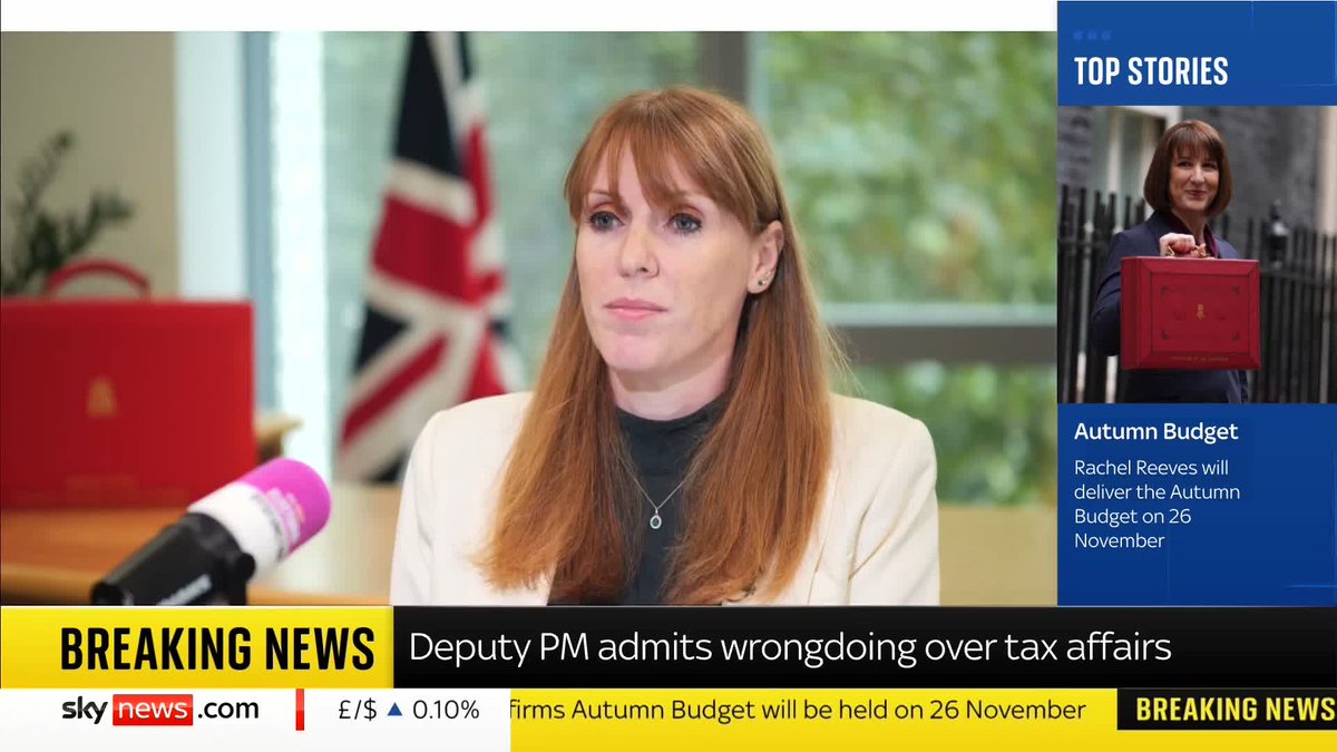BREAKING: Angela Rayner admits she didn't pay enough tax on flat purchase. The Deputy Prime Minister said has referred herself to the standards watchdog while speaking to Sky's Beth Rigby on the Electoral Dysfunction podcast. 📺 Sky 501 &amp; YouTube