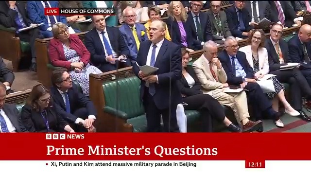 During Donald Trump’s state visit will the PM urge him to use his influence on Israel and Qatar to stop fighting in Gaza, Lib Dem leader Ed Davey asks Keir Starmer says Davey could have met Trump if he didn’t refuse the state banquet invite #PMQs