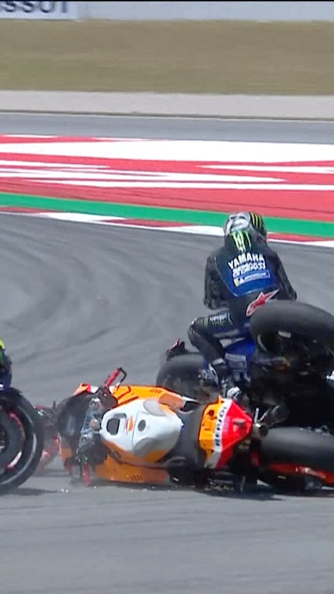 Carnage back in 2019 ๐ฅ A mistake from Jorge Lorenzo at the #CatalanGP nearly handed the World Championship to Marc Marquez by taking out all of his major competitors ๐ #MotoGP