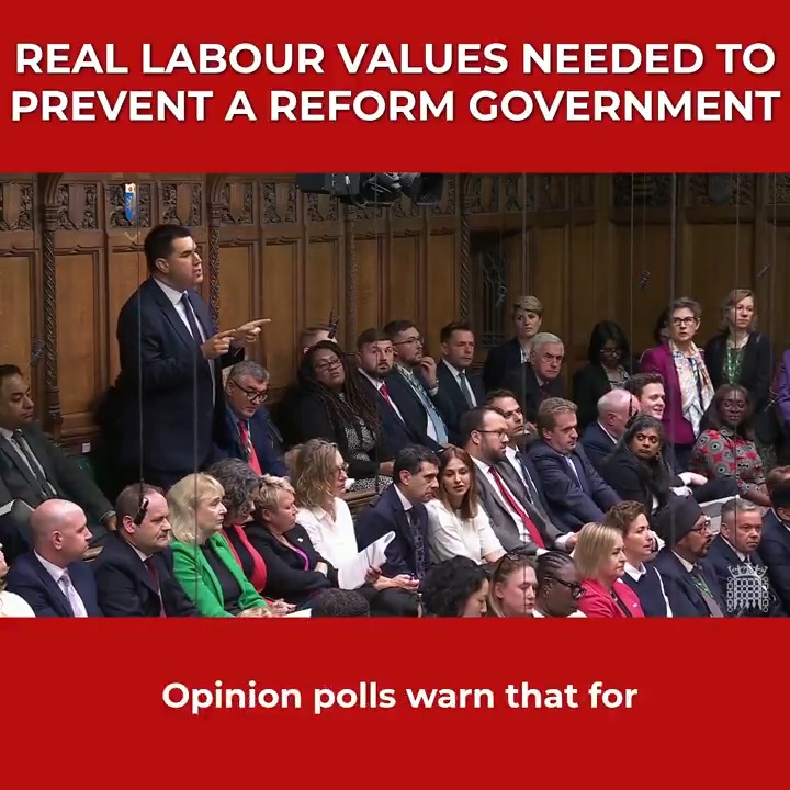 At PMQs today, I told the Prime Minister that to stop a Reform Government we need a return to real Labour values. That means real action to tackle poverty and inequality, a Wealth Tax on the super-rich, and an ethical foreign policy that takes a strong stand against war crimes.