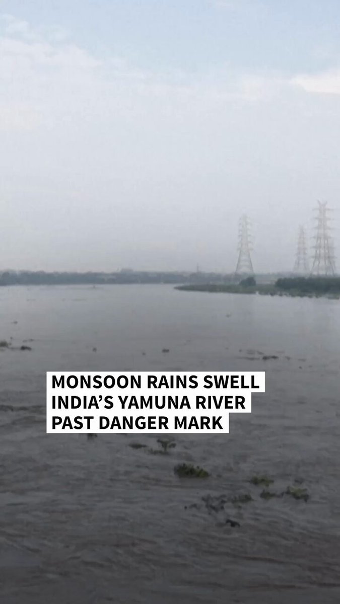VIDEO: 🇮🇳 Monsoon rains swell India's Yamuna river past danger mark Relentless monsoon rains have swollen the Yamuna River in India's capital New Delhi, pushing it above the danger mark and flooding parts of the city #AFPVertical