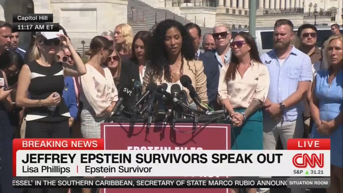 Epstein survivor Lisa Phillips: I stand here today for every woman who has been silenced, exploited, and dismissed. We are not asking for pity. We are here demanding accountability, and I'm demanding justice. Congress must choose. Will you continue to protect predators, or will you finally protect survivors?