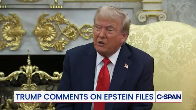 President Trump on Jeffrey Epstein Files: "This is a Democrat hoax that never ends...I think it's enough because I think we should talk about the greatness of our country and the success that we're having...that's what I want to talk about...not the Epstein hoax."