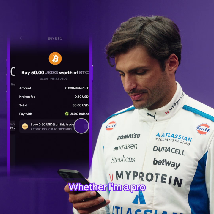 What protects you at full speed? For @carlossainz55, it’s the helmet. For crypto, it’s Kraken.