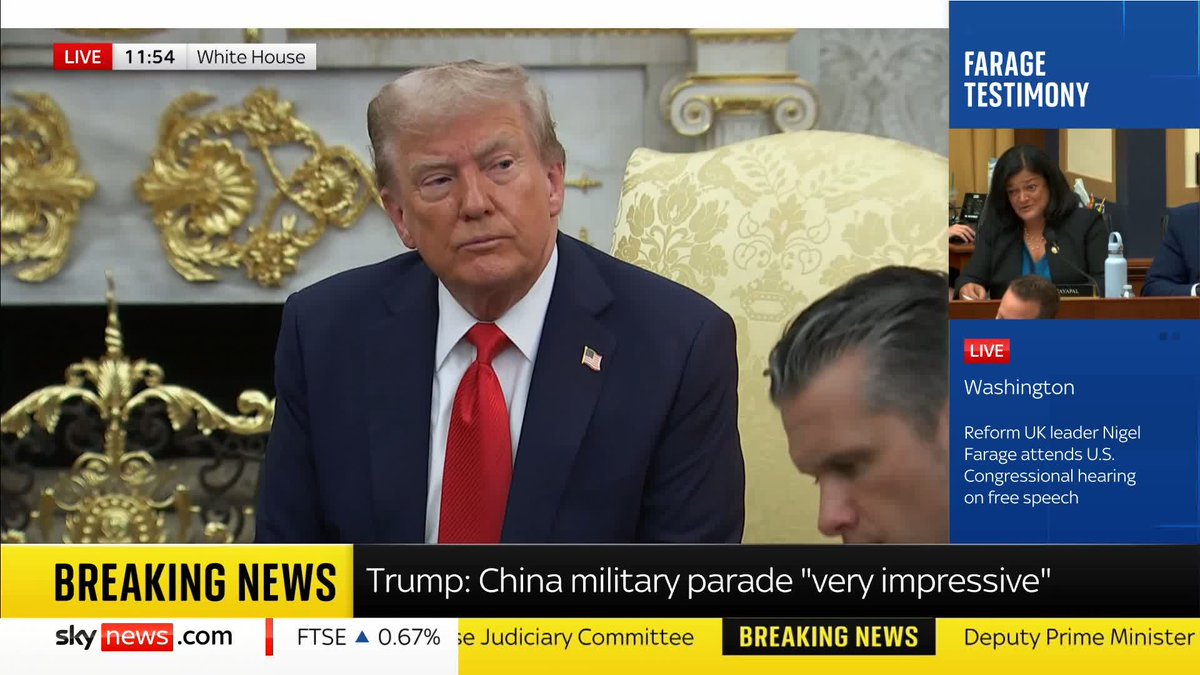 "Whatever his decision is, we'll either be happy about it or unhappy. And if we're unhappy about it, you'll see things happen." US President Donald Trump is asked if he has a message for Vladimir Putin amid his visit to China.