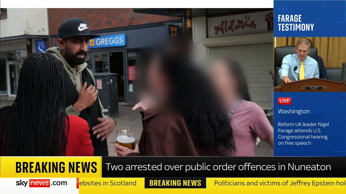 BREAKING: Two women have been arrested on suspicion of public order offences after a Sky News interview in Nuneaton was disrupted by women shouting. Read more: 📺 Sky 501, Virgin 602, Freeview 233 and YouTube