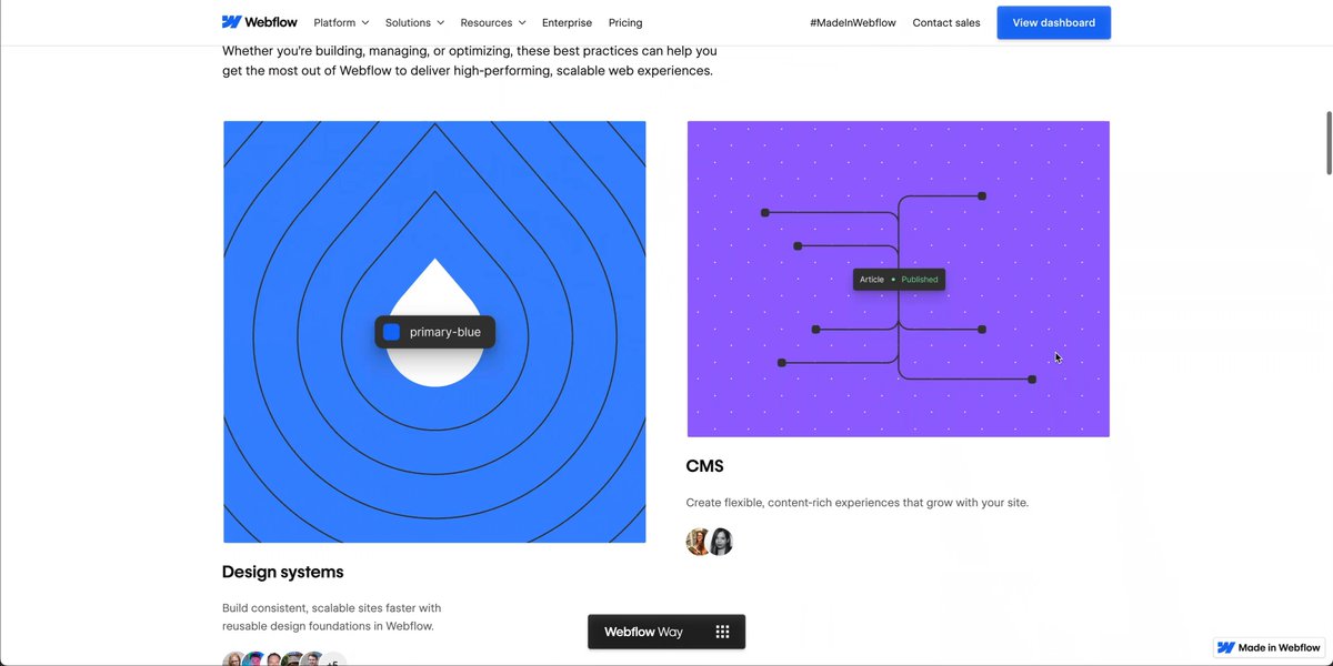 Introducing The Webflow Way: Your new go-to resource for strategic best practices that go beyond the “how-to” and into the “how-to-do-it-best”. Whether you build for clients or for your own brand, these best practices will help you get the most out of Webflow to deliver high-performing, scalable web experiences. 📘 You’ll find in-depth guidance across six core areas: 1. Design Systems – Ship faster, stay on brand, and scale with ease. 2. CMS – Deliver dynamic, data-driven content at scale. 3. Localization – Create global experiences that connect locally — without compromising speed or quality. 4. SEO – Improve discoverability and drive organic growth. 5. Optimization – Boost conversions and make smarter decisions, faster. 6. Collaboration – Streamline workflows across designers, marketers, and developers. This is the blueprint the world’s top Webflow experts use to ship faster, scale smarter, and deliver world-class digital experiences. Learn more about The Webflow Way here, and tune in to our livestream on September 9th: