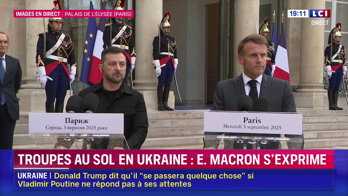 🔴 Emmanuel Macron s'exprime : 🗣️ "Nous sommes prêts, nous Européens, à apporter les garanties de sécurité à l'Ukraine et aux Ukrainiens le jour où une paix est signée (...) Nous sommes prêts à une paix robuste, durable, pour l'Ukraine et pour les Européens."