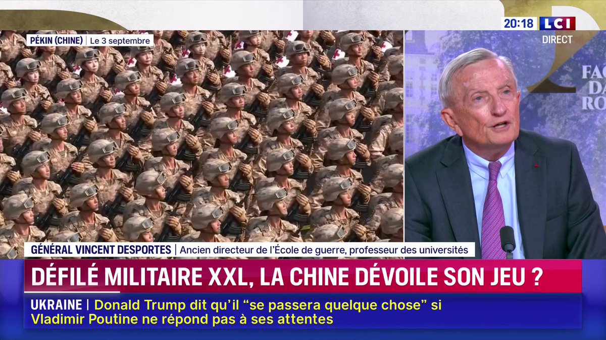🔴 Général Vincent Desportes, ancien directeur de l’École de guerre, invité de Darius Rochebin 🗣️ "En 20 ans, les Chinois ont multiplié par 5, par 6, peut-être par 10 leur puissance (...) Les Chinois mettent à la mer une flotte française tous les 4 ans."