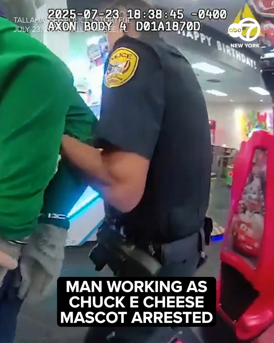 “WOULD Y’ALL PUT MICKEY MOUSE IN HANDCUFFS?!” Bodycam shows Tallahassee police arresting Chuck E. Cheese