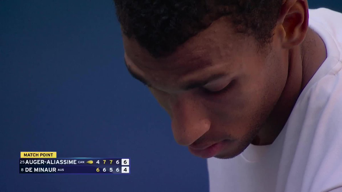 Felix Auger Aliassime’s reaction after beating Alex de Minaur at the US Open. 4 years after reaching his 1st Grand Slam SF at this event, he’s back. One of the most impressive weeks of his career. Great to see that smile back. 🥹