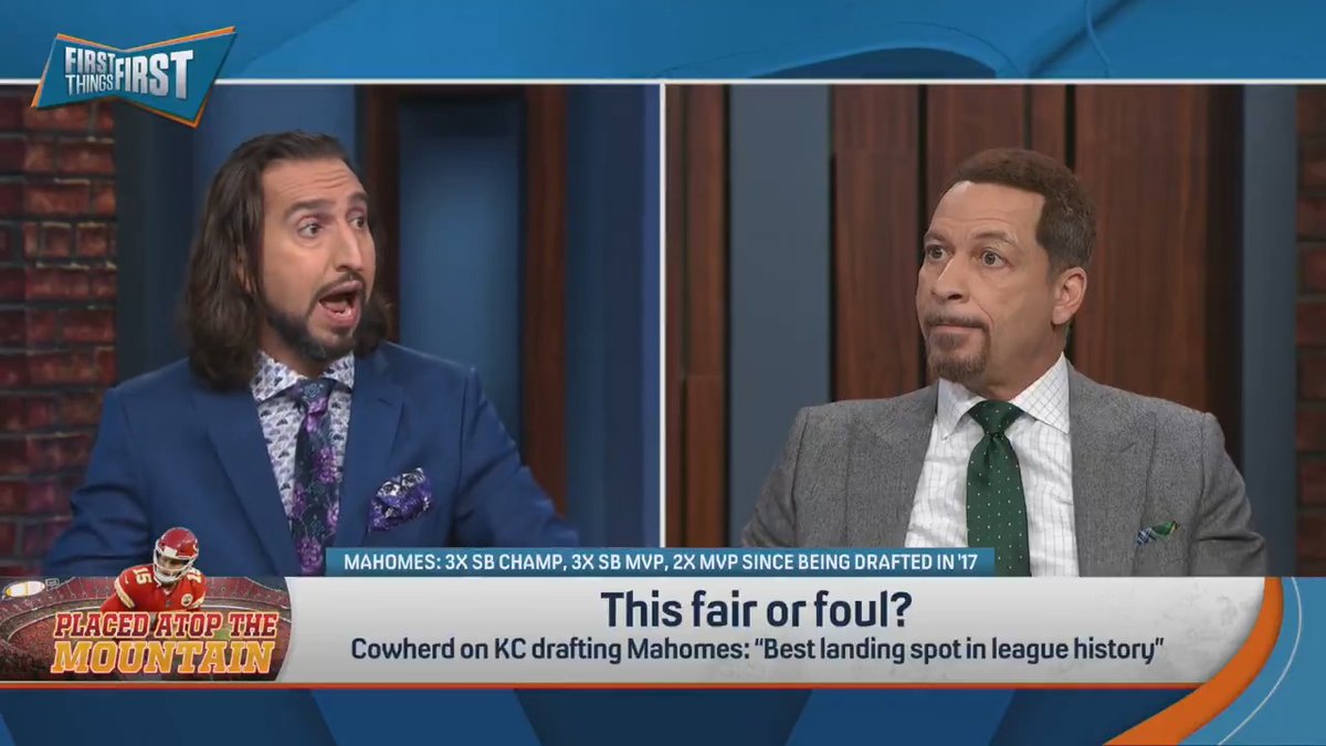 .Chris Broussard: “You’re saying Brady was in as good of a situation as Mahomes when he took over as a starter?” nick wright: “Absolutely!” Chris Broussard: “That’s an unacceptable opinion. They won 5 games!”