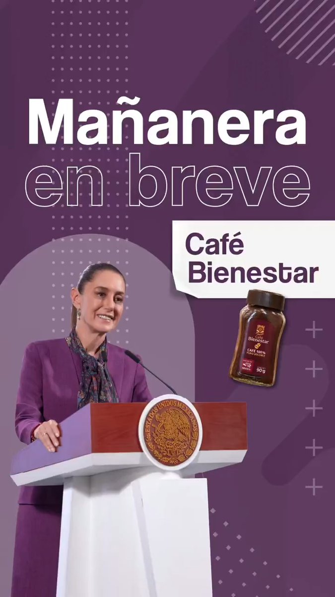 La #MañaneraEnBreve de la presidenta Claudia Sheinbaum Pardo: ☕ Café Bienestar, 100 por ciento puro y mexicano. 🌿 Prohibición de plaguicidas altamente dañinos. ⛽ Gasolina regular, debajo de 24 pesos por litro.
