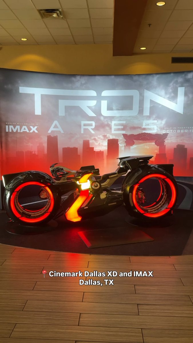 Worlds will collide. Experience the grid on the #Tron: Ares Lightcycle at Cinemark Dallas XD and IMAX.