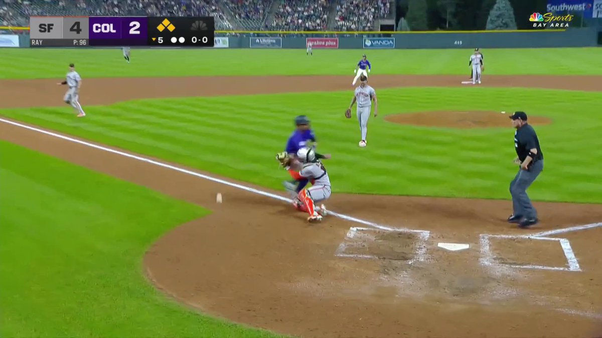 Patrick Bailey stayed in the game after this home-plate collision with Tyler Freeman 😳