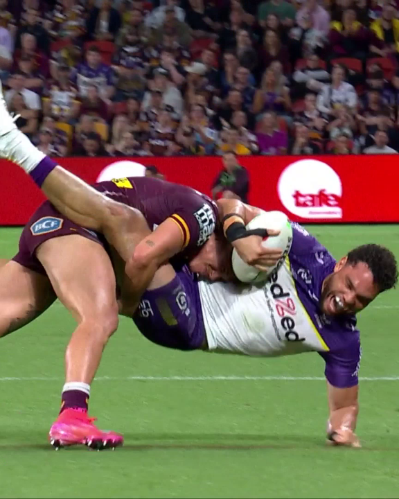 That's a STRONG tackle from Reece Walsh! 💪