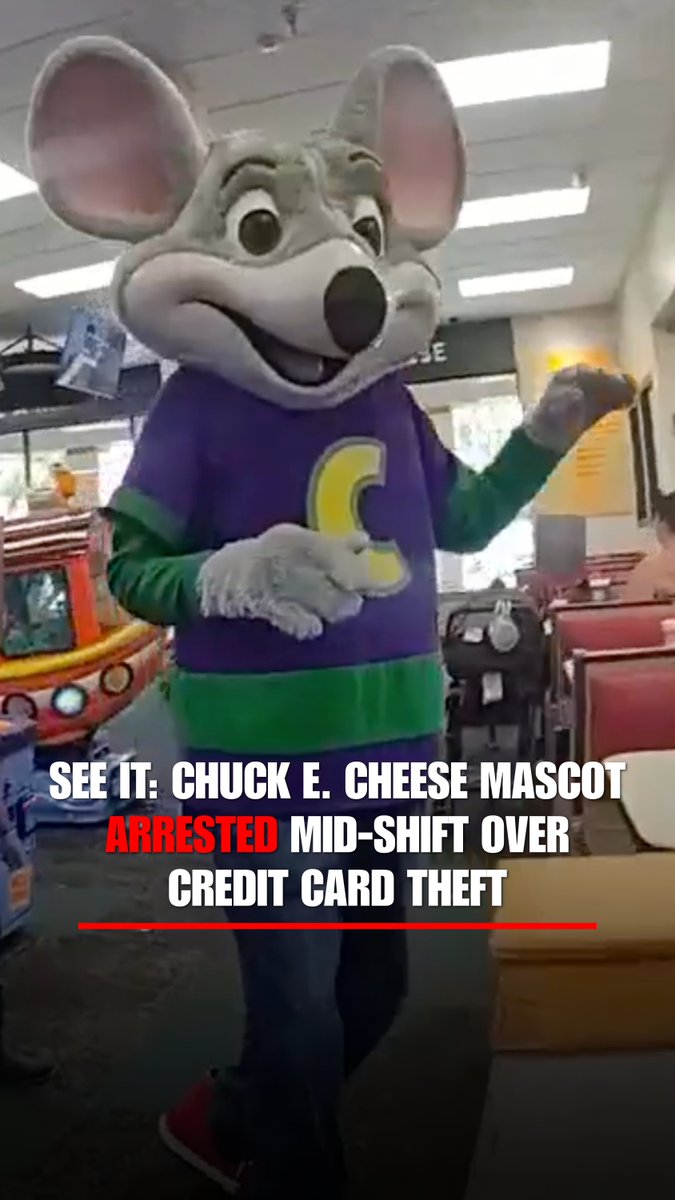 Bodycam footage of a Chuck E. Cheese mascot being arrested has been released The Tallahassee Police Department arrested the employee for credit card fraud