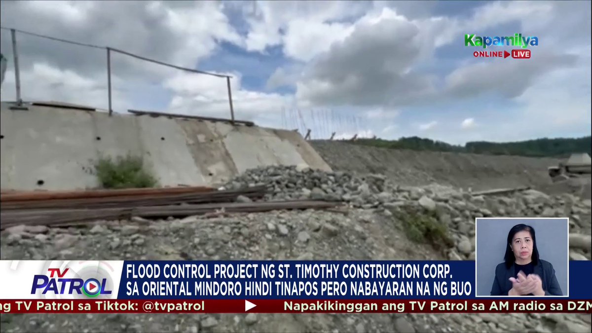 Isa pang maanomalyang flood control project sa Oriental Mindoro ang ibinulgar ni Governor Humerlito Dolor. Aniya, idineklara itong kumpleto na noong 2023 kahit higit kalahati pa lamang ang natatapos ng contractor na St. Timothy Construction Corporation, na pagmamay-ari ng mga Discaya.