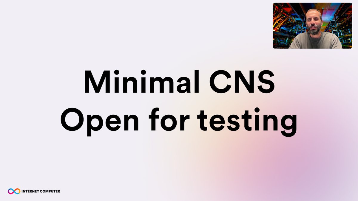 CNS is bringing naming to ICP — a blockchain-native alternative to DNS. 🧩 The minimal version is live today 🔄 Register test domains under .icp 📚 Use Rust + JS libraries for integration Watch the update below ⬇️ (Global R&D update: