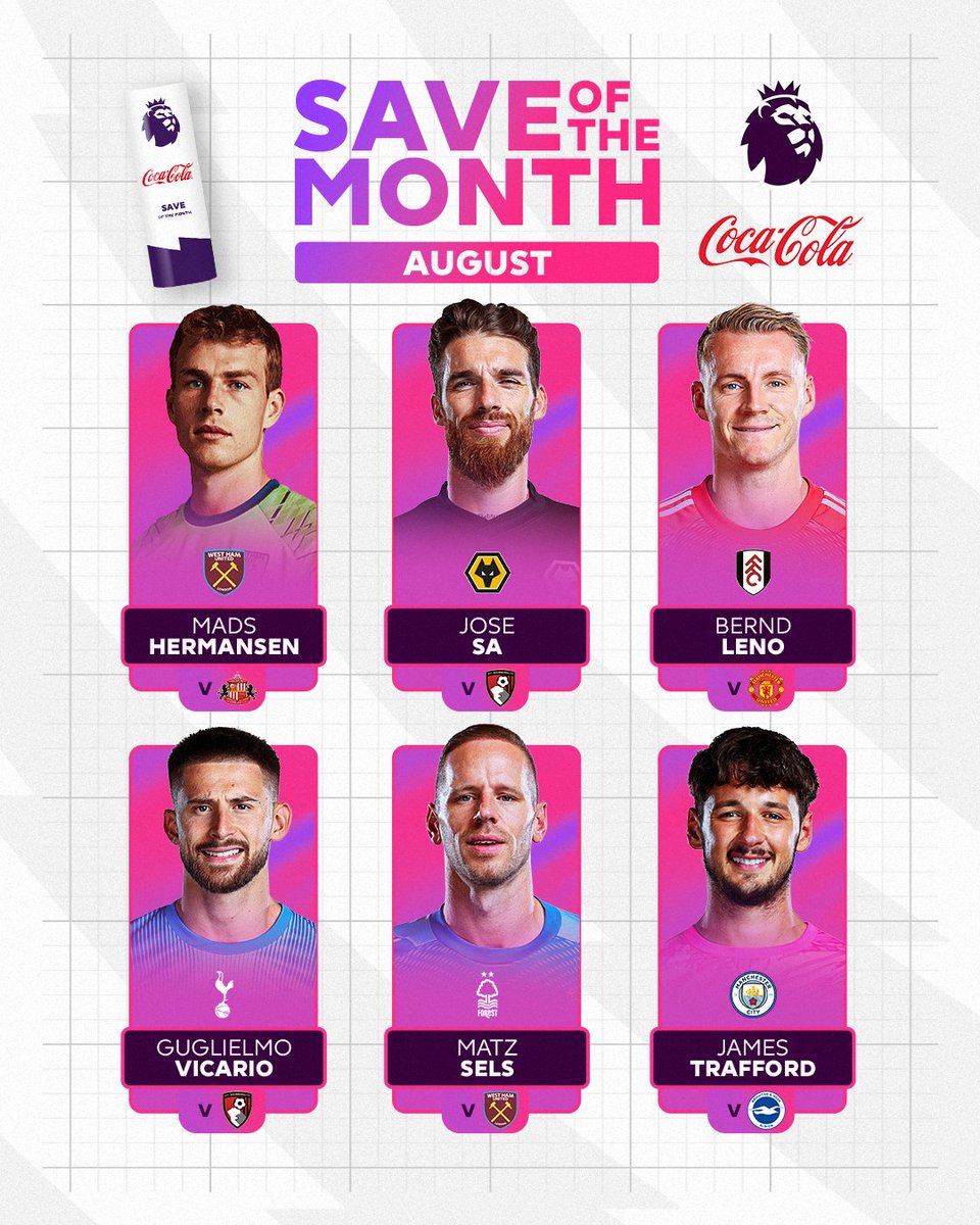 Goalkeeping at its very best 🧤 Vote now for August's Coca-Cola Save of the Month 🗳️
