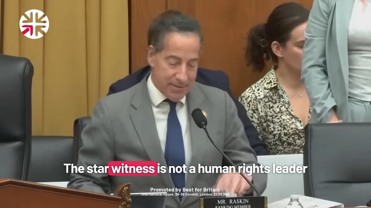 "This hearing is just a drive by hit against a strong democratic ally to benefit a Donald Trump sycophant and wannabe" Democrat Rep Raskin hits the nail on the head here. The radical right on both sides of the Atlantic are actively working to boost each other each other.