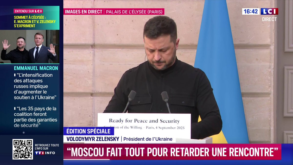 🔴 Ukraine : Volodymyr Zelensky s’exprime 🗣️ "Poutine m'a invité à Moscou. Si vous voulez qu'il n'y ait pas de rencontre, invitez-moi à Moscou (...) Pour le moment, nous ne voyons pas de la part de la Russie une volonté de mettre fin à la guerre."