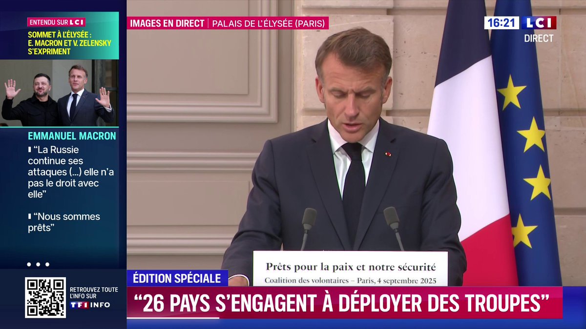 🇫🇷🇺🇸🇷🇺 FLASH | Emmanuel Macron assure que les Européens prendront de nouvelles sanctions « en lien avec les États-Unis » si la Russie continue de refuser la paix.