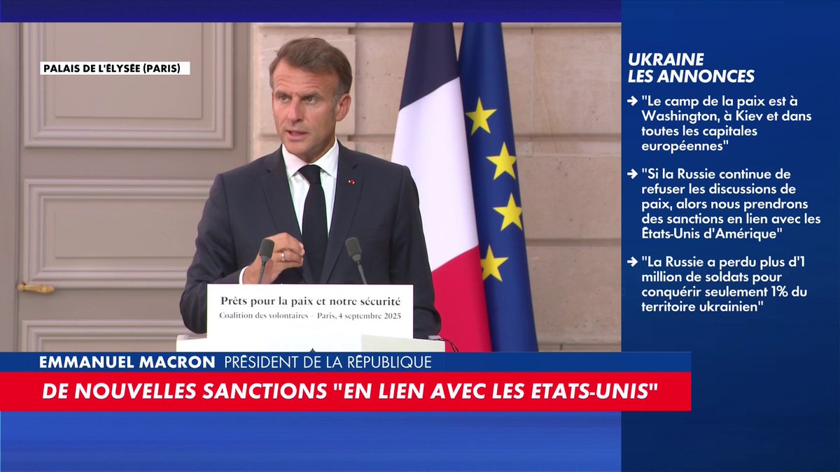 🔴🇫🇷🇪🇺 ALERTE INFO | Macron confirme que "26 pays ont confirmé leur volonté de mettre des troupes sur le terrain ukrainien" pour dissuader la Russie de nouvelles agressions.