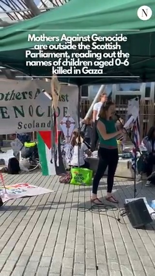 Protesters were reading the names of all children aged 0-6 killed in Gaza outside the Scottish Parliament today. They expected it would taken 10 hours to get through the full list.
