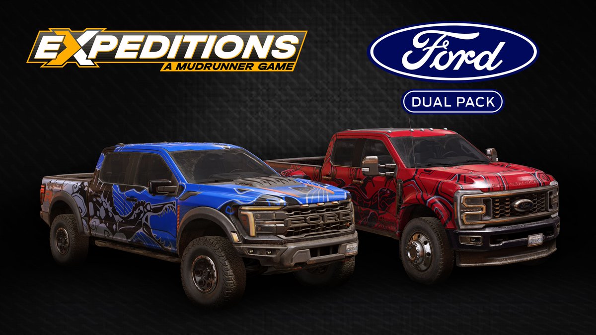 The Ford Dual Pack is now live in #Expeditions! 🚙 Take the wheel of two icons, the F-450 &amp; the F-150 Raptor R, and enjoy a smoother ride with fixes for co-op and save issues. 🌍 👉 Get it now: