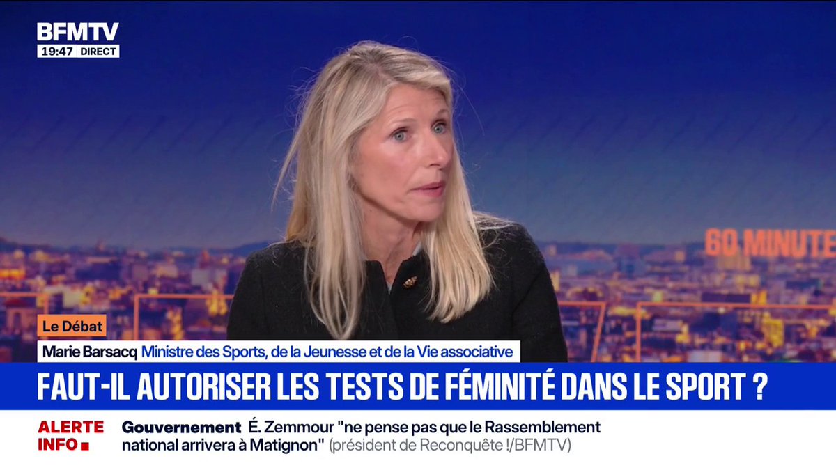 Tests de féminité pour les championnats du monde de boxe: ces tests "sont impossibles en France", indique Marie Barsacq, ministre des Sports