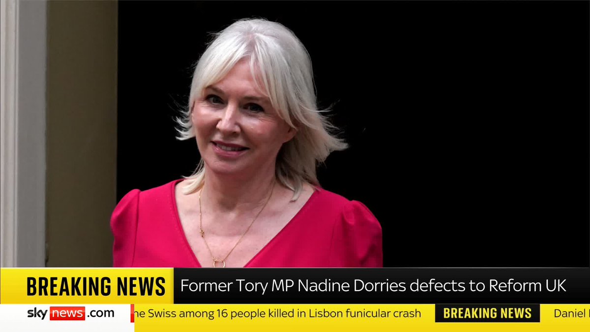 BREAKING: Former Conservative minister Nadine Dorries defects to Reform UK. 📺 Sky 501, Virgin 602, Freeview 233 and YouTube