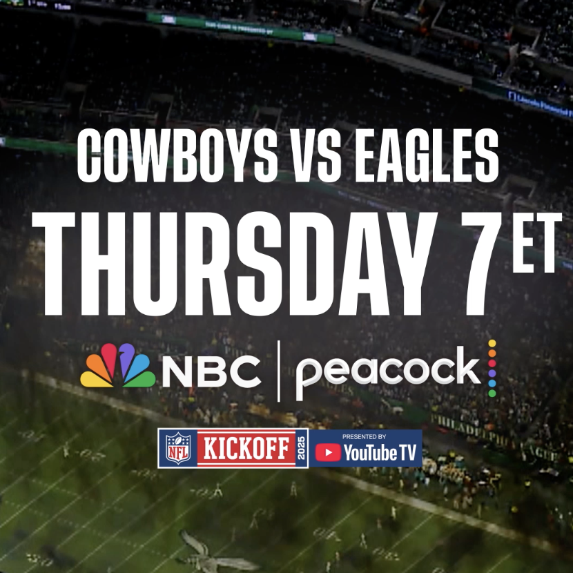 Ready to be done with summer? 🏈 The Cowboys and Eagles kick off the 2025 NFL season on NBC &amp; Peacock!