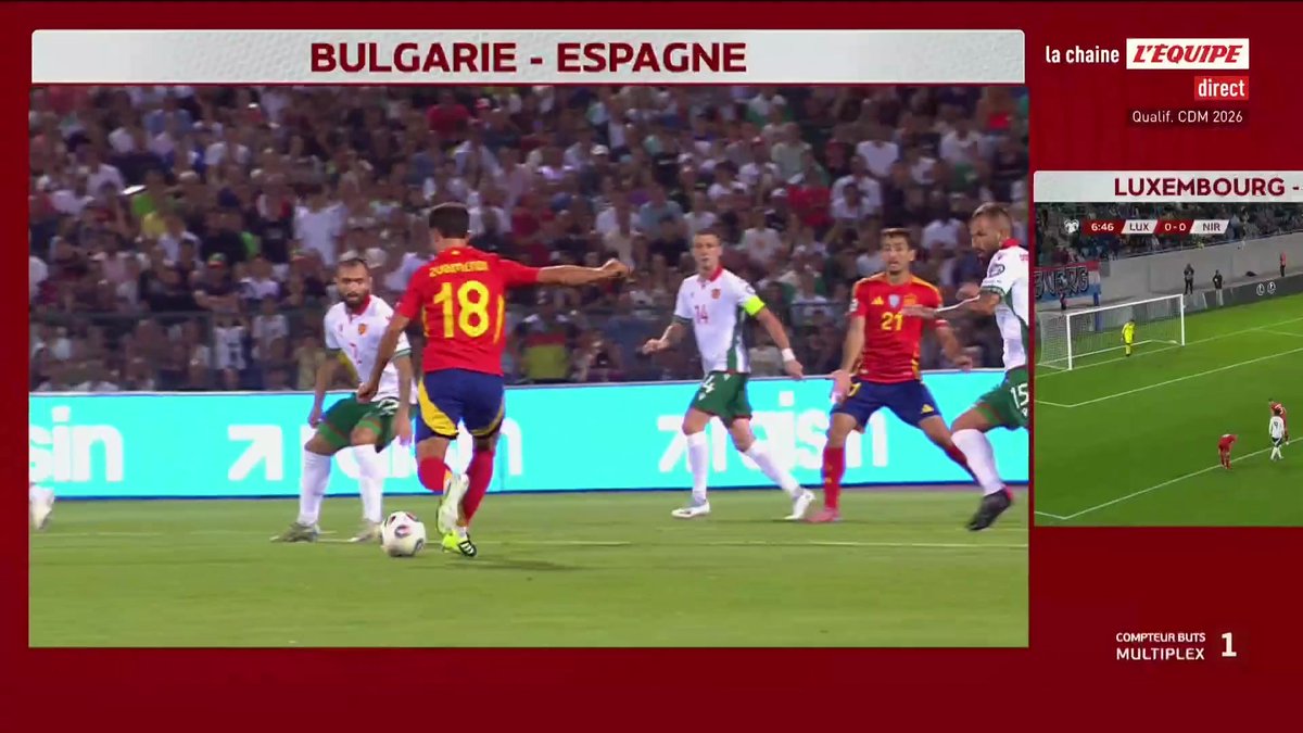 Voilà un multiplex qui démarre fort ! L'Espagne et l'Irlande du Nord marquent les premiers buts de la soirée #lequipeFOOT Suivez les matches de qualifications pour la Coupe du monde 2026 en direct ➡️